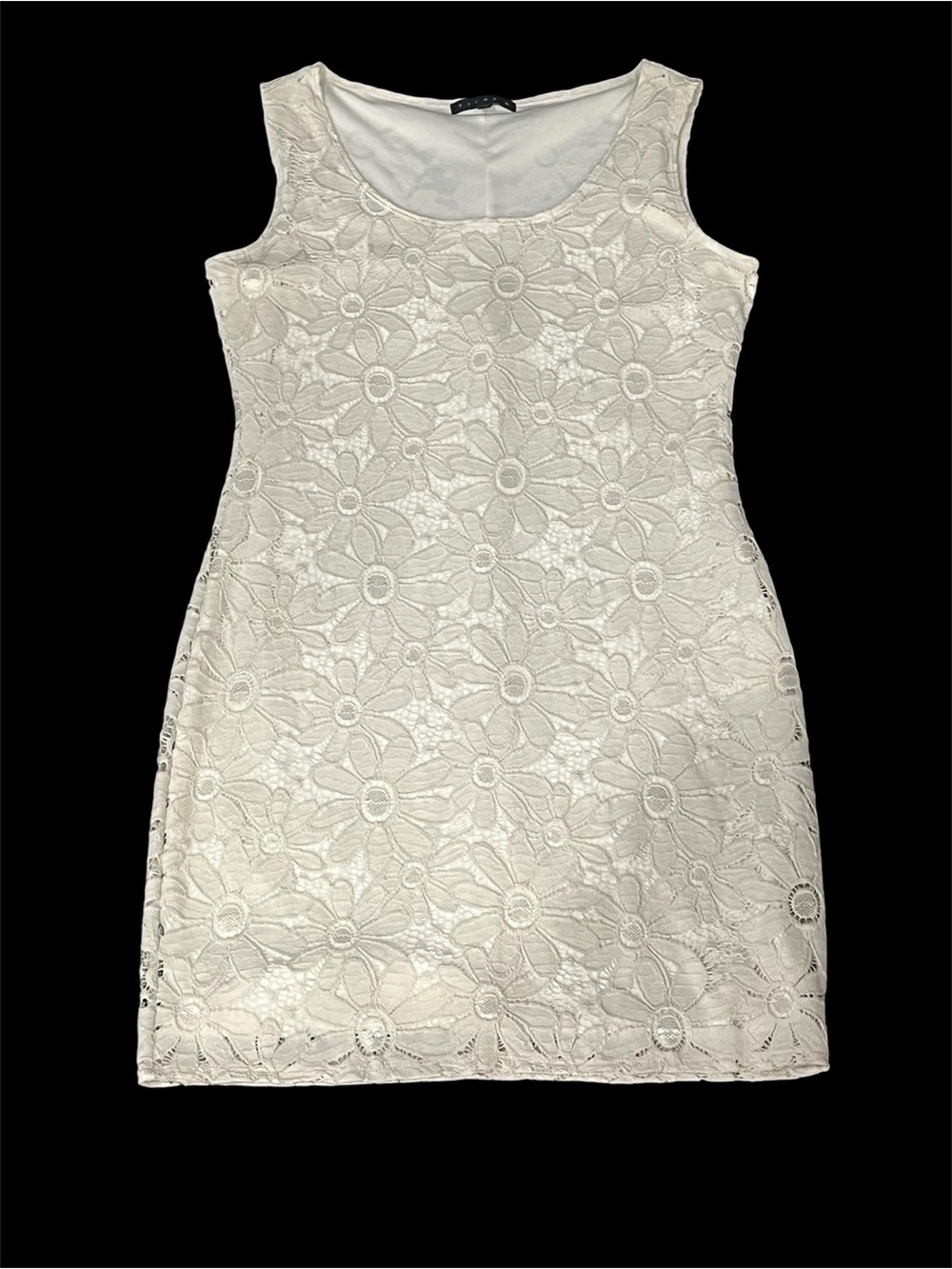 Tiana B Size M‎ White Floral Sleeveless Lined Lace Sheath Dress.